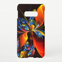 Blue Orange Floral Modern Abstract Art Pattern #03