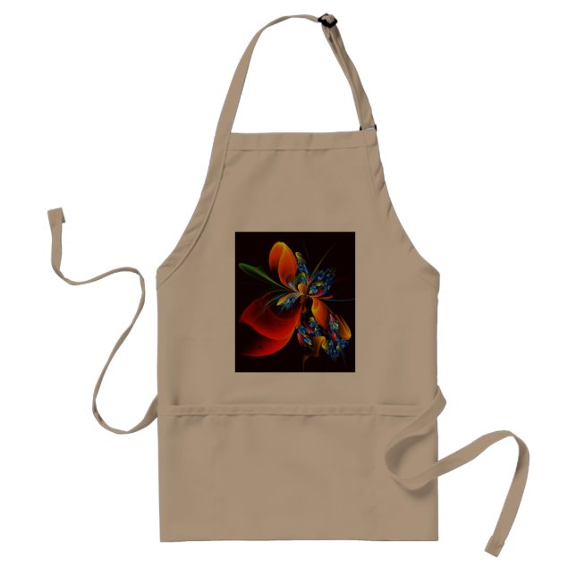 Blue Orange Floral Modern Abstract Art Pattern #03 Standard Apron (Front)