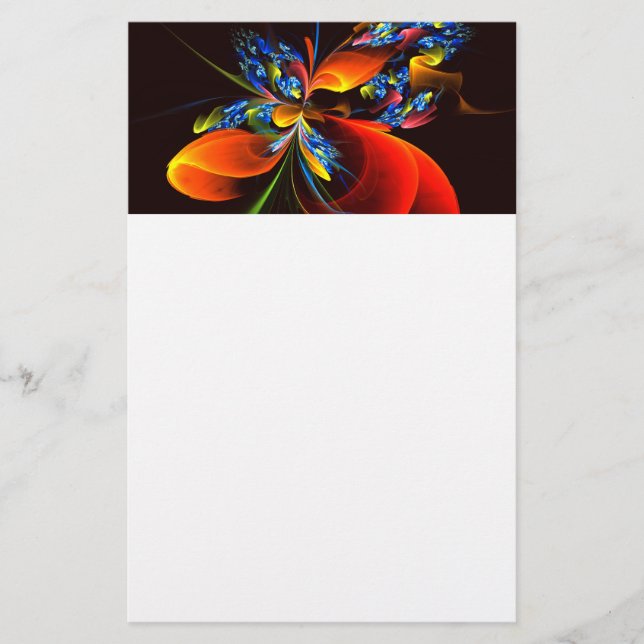 Blue Orange Floral Modern Abstract Art Pattern #03 Stationery (Front)