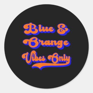 Blue Orange Football Team School Game Day Colours  Classic Round Sticker