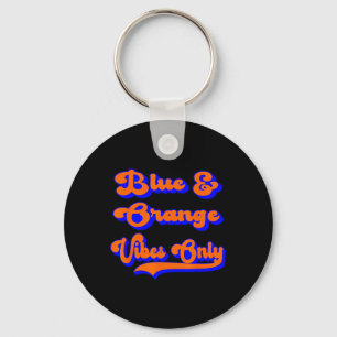 Blue Orange Football Team School Game Day Colours Key Ring