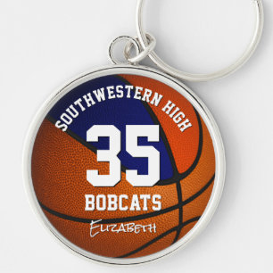 blue orange girl boy sports team name basketball key ring