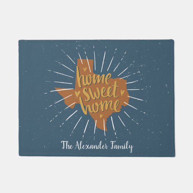 Blue Orange Gold Home Sweet Home - Texas Doormat (Front)