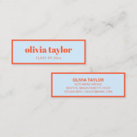 Blue Orange Graduation Contact Calling Card Insert