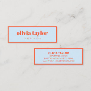 Blue Orange Graduation Contact Calling Card Insert