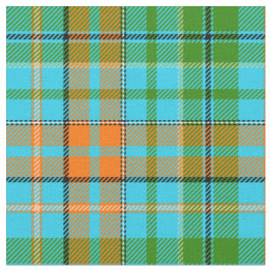 Blue Orange Green Plaid Tartan Design Fabric