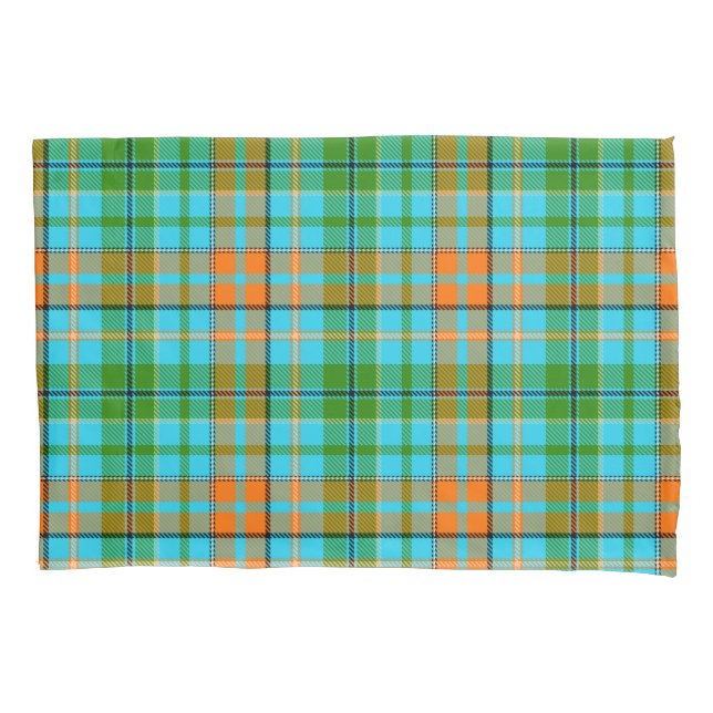 Blue Orange Green Plaid Tartan Design  Pillowcase (Front)