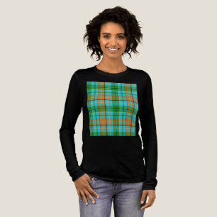 Blue Orange Green Plaid Tartan Design Tri-Blend Shirt