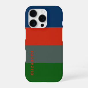Blue Orange Green Stripes Pattern Personalised iPhone 16 Pro Case