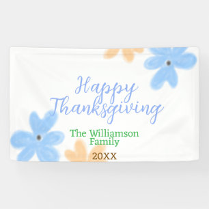 Blue orange green watercolor flower winterThanks Banner
