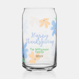 Blue orange green watercolor flower winterThanks  Can Glass