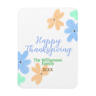 Blue orange green watercolor flower winterThanks Magnet