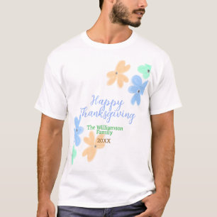 Blue orange green watercolor flower winterThanks T-Shirt