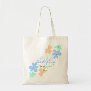 Blue orange green watercolor flower winterThanks Tote Bag