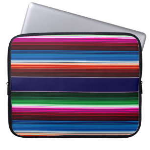 Blue, Orange, Hot Pink, Green Mexican Sarape Laptop Sleeve