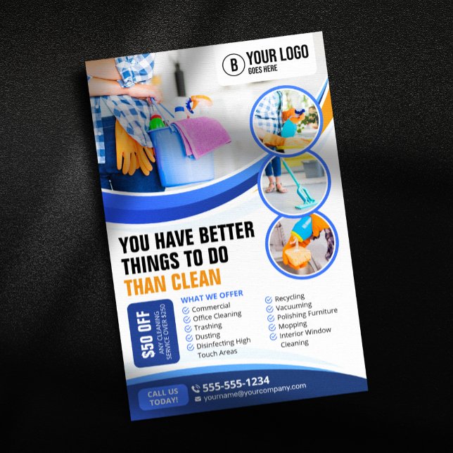 Blue Orange House Cleaning Janitorial Maid Service Flyer (Creator Uploaded)