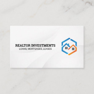 Blue Orange Houses Logo Sleek White Business Card