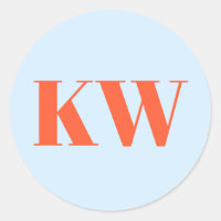 Blue Orange Large Monogrammed Initial Personalised