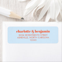 Blue Orange Modern Couple Return Address