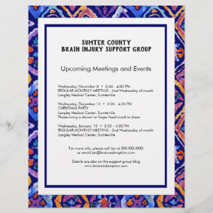 Blue Orange Navy Ikat Pattern Newsletter Flyer