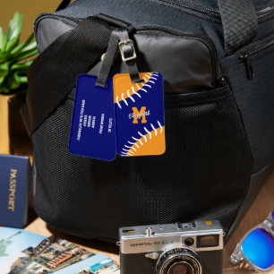 blue orange or ANY colours softball baseball Luggage Tag