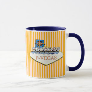 Blue Orange P-Vegas Platteville Wisconsin Mug