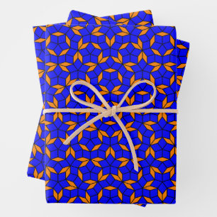 Blue Orange Penrose Tiling Mathematics Aperiodic  Wrapping Paper Sheet