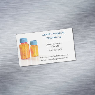 Blue Orange Pill Bottles Pharmacist Pharmacy Magnetic Business Card