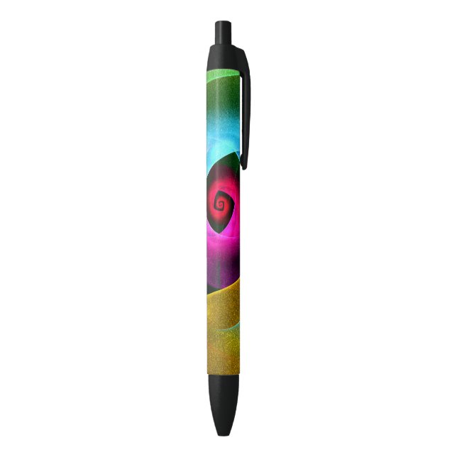 Blue Orange Pink Modern Abstract Art Pattern #24 Black Ink Pen (Bottom (Vertical))