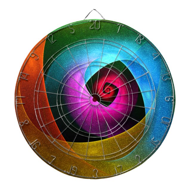 Blue Orange Pink Modern Abstract Art Pattern #24 Dartboard (Front)