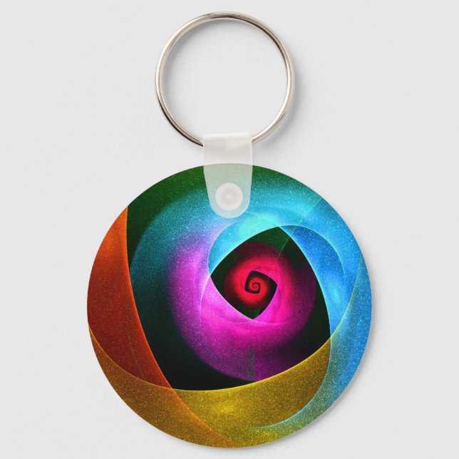 Blue Orange Pink Modern Abstract Art Pattern #24 Key Ring (Front)