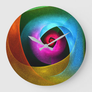 Blue Orange Pink Modern Abstract Art Pattern #24 Large Clock
