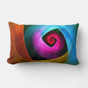 Blue Orange Pink Modern Abstract Art Pattern #24 Lumbar Cushion