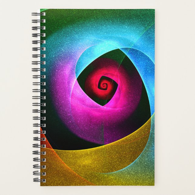 Blue Orange Pink Modern Abstract Art Pattern #24 Planner (Front)