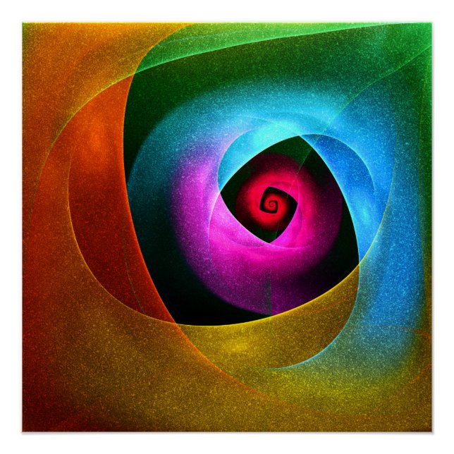 Blue Orange Pink Modern Abstract Art Pattern #24 Poster (Front)