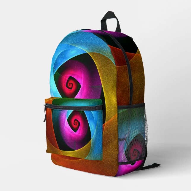 Blue Orange Pink Modern Abstract Art Pattern #24 Printed Backpack (Back Corner Right)