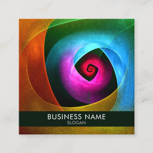 Blue Orange Pink Modern Abstract Art Pattern #24 Square Business Card (Front)
