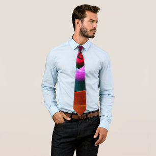 Blue Orange Pink Modern Abstract Art Pattern #24 Tie