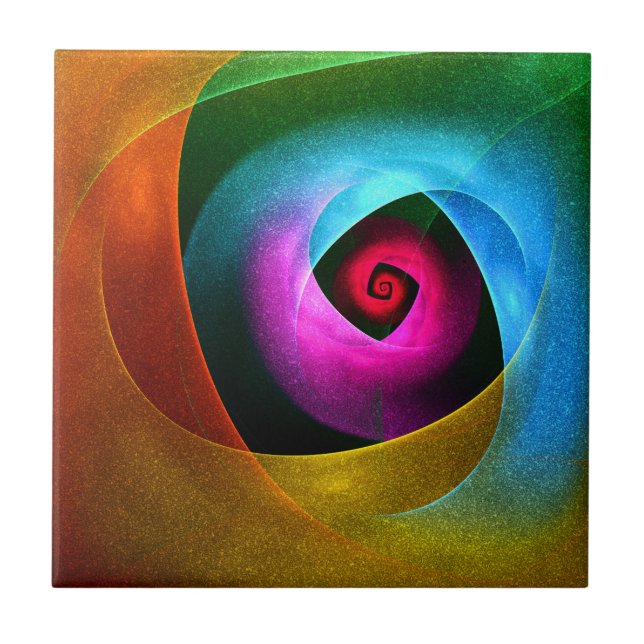 Blue Orange Pink Modern Abstract Art Pattern #24 Tile (Front)