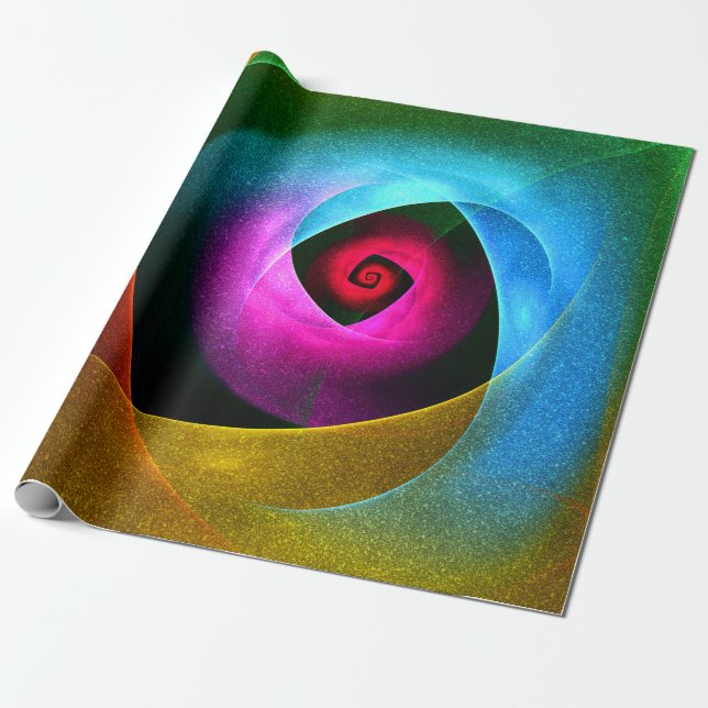 Blue Orange Pink Modern Abstract Art Pattern #24 Wrapping Paper (Unrolled)
