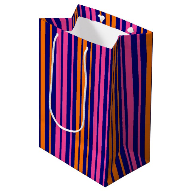 Blue Orange Pink Vertical Stripes Design   Medium Gift Bag (Front Angled)