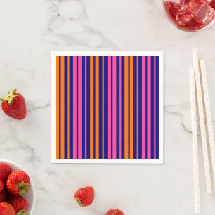 Blue Orange Pink Vertical Stripes Design Napkin