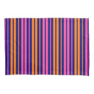 Blue Orange Pink Vertical Stripes Design Pillowcase