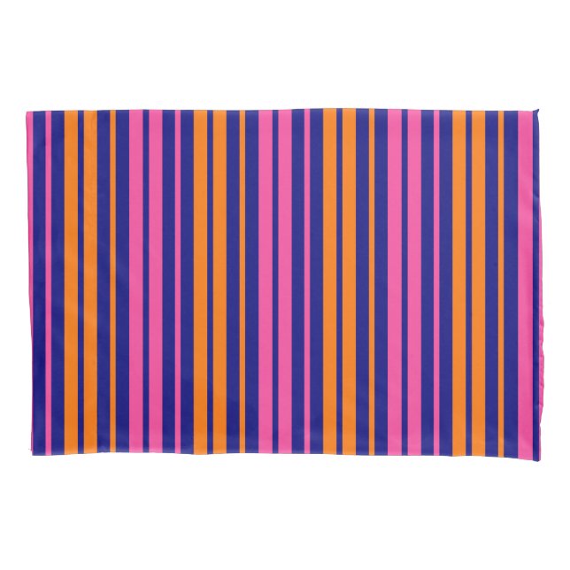 Blue Orange Pink Vertical Stripes Design   Pillowcase (Front)