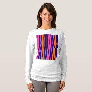 Blue Orange Pink Vertical Stripes Design T-Shirt