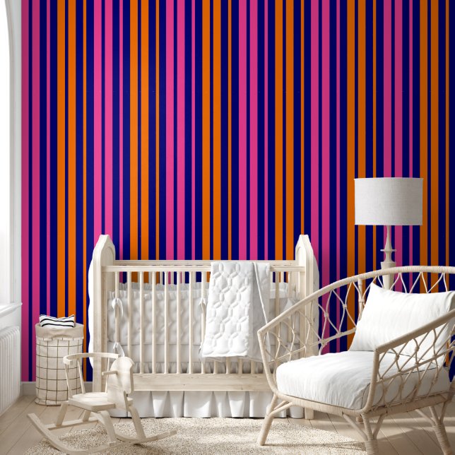 Blue Orange Pink Vertical Stripes Design   Wallpaper (Kids)