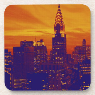Blue Orange Pop Art New York City Coaster
