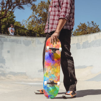 Blue Orange Purple Pink Lime Green Polygon Art Skateboard