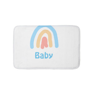 blue orange rainbow baby add name text  bath mat