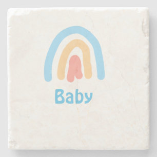 blue orange rainbow baby add name text stone coaster